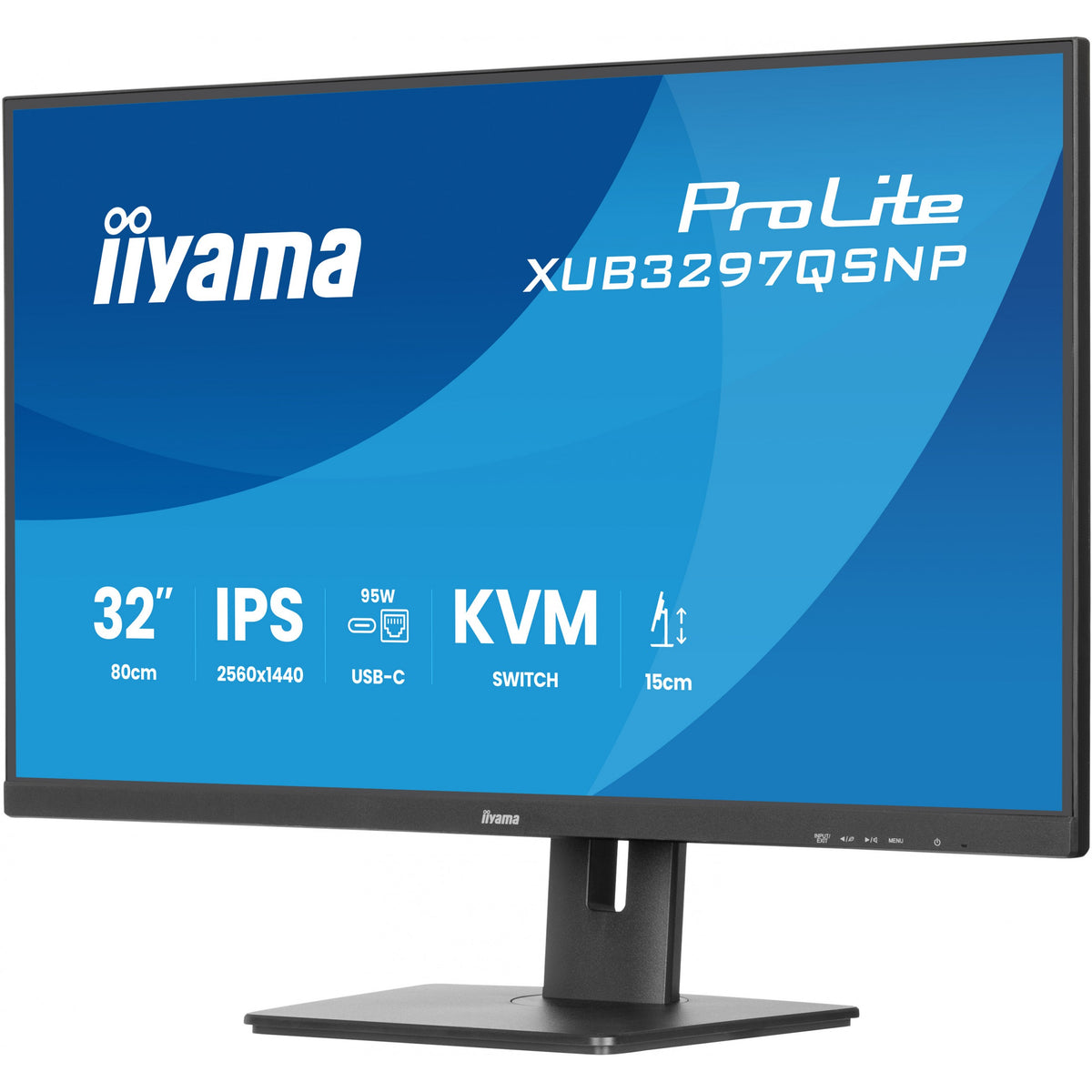 IIYAMA XUB3297QSNP-B1 81.28cm 32Zoll IPS-panel 2560x1440 350cd/m USB-C Dock LAN/95W PD/DP-OUT KVM USB 3x3.2+1xC 1ms