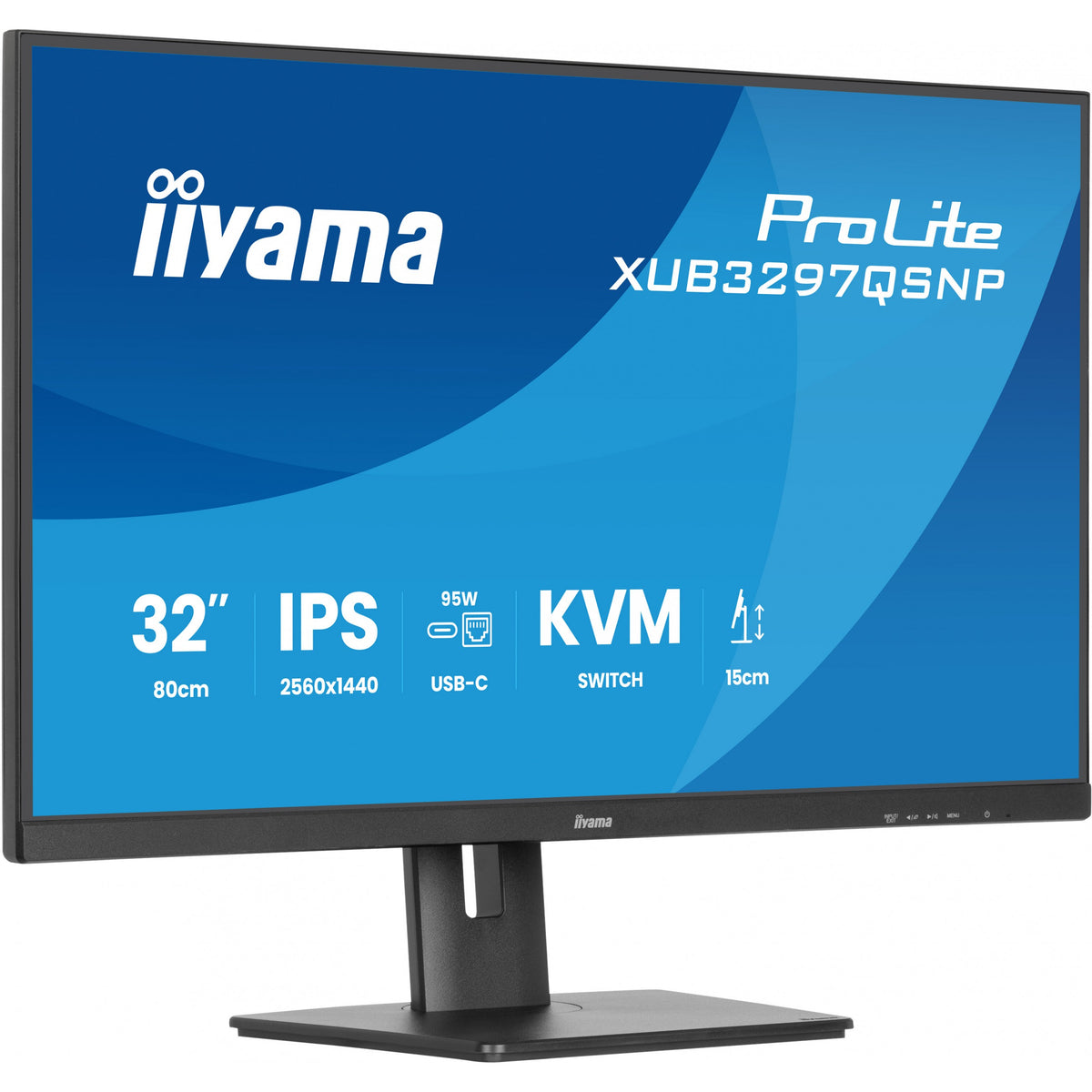 IIYAMA XUB3297QSNP-B1 81.28cm 32Zoll IPS-panel 2560x1440 350cd/m USB-C Dock LAN/95W PD/DP-OUT KVM USB 3x3.2+1xC 1ms