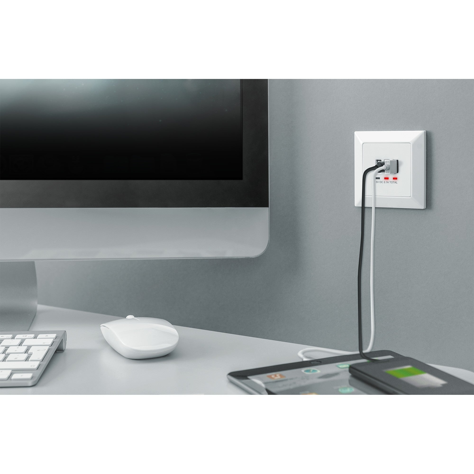 DIGITUS Unterputz Ladedose USB 2x USB A 1x USB Type-C. weiss