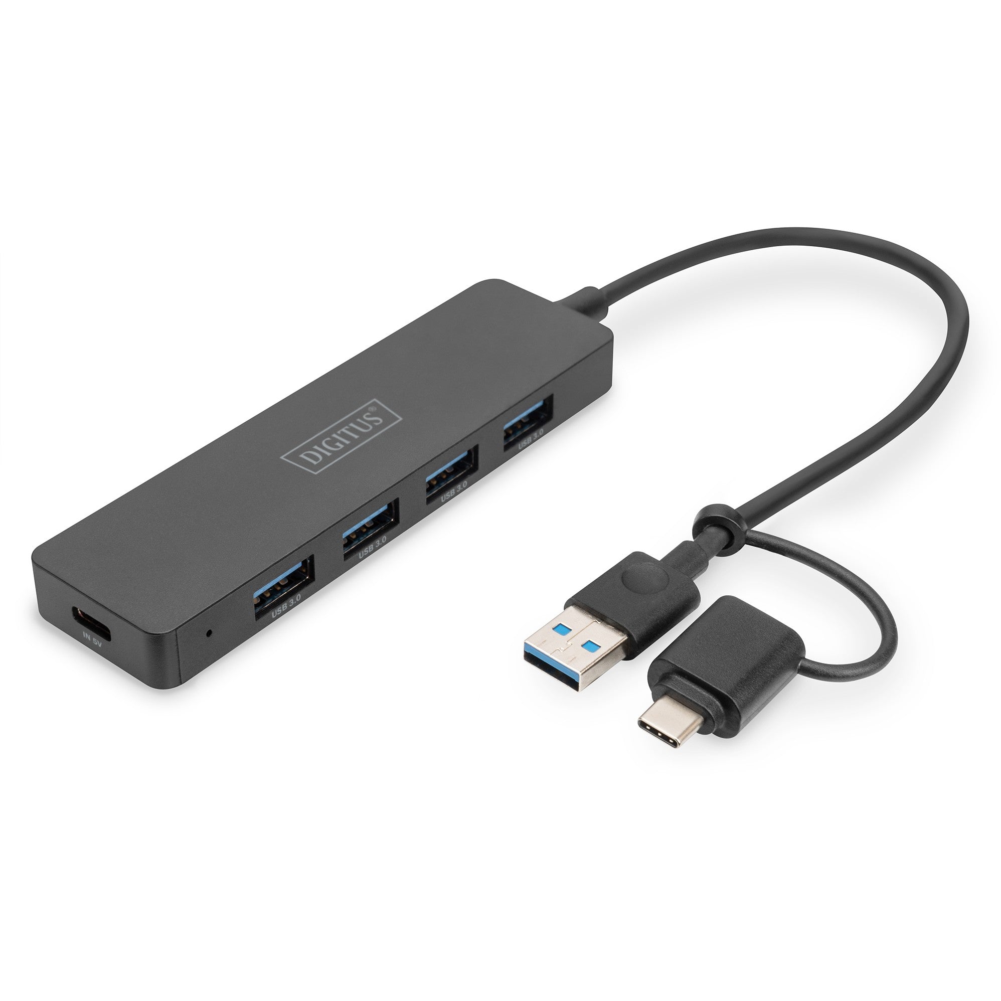 DIGITUS USB 3.0 Hub 4-Port Slim. USB-C Adapter 0.2m Kabel