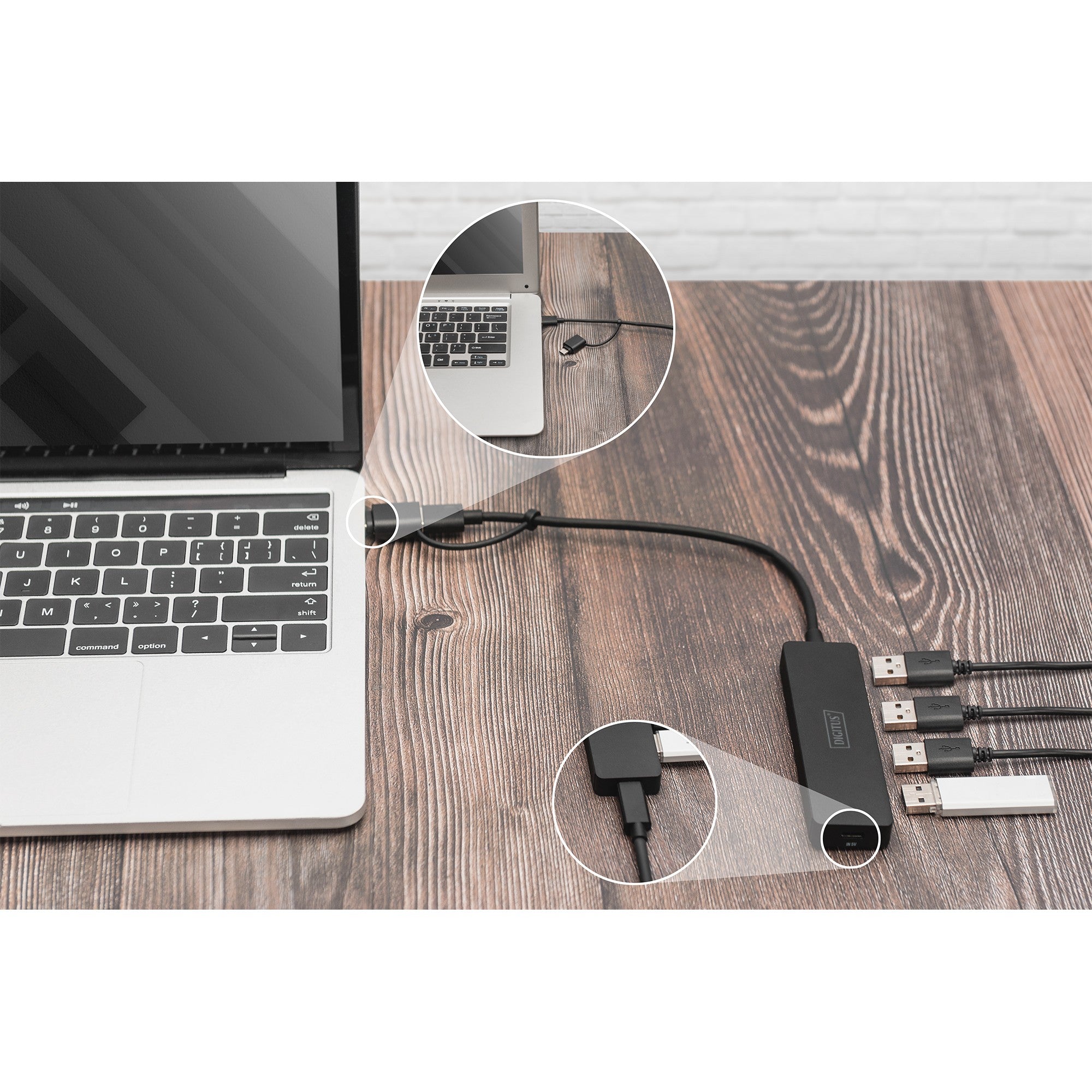 DIGITUS USB 3.0 Hub 4-Port Slim. USB-C Adapter 0.2m Kabel