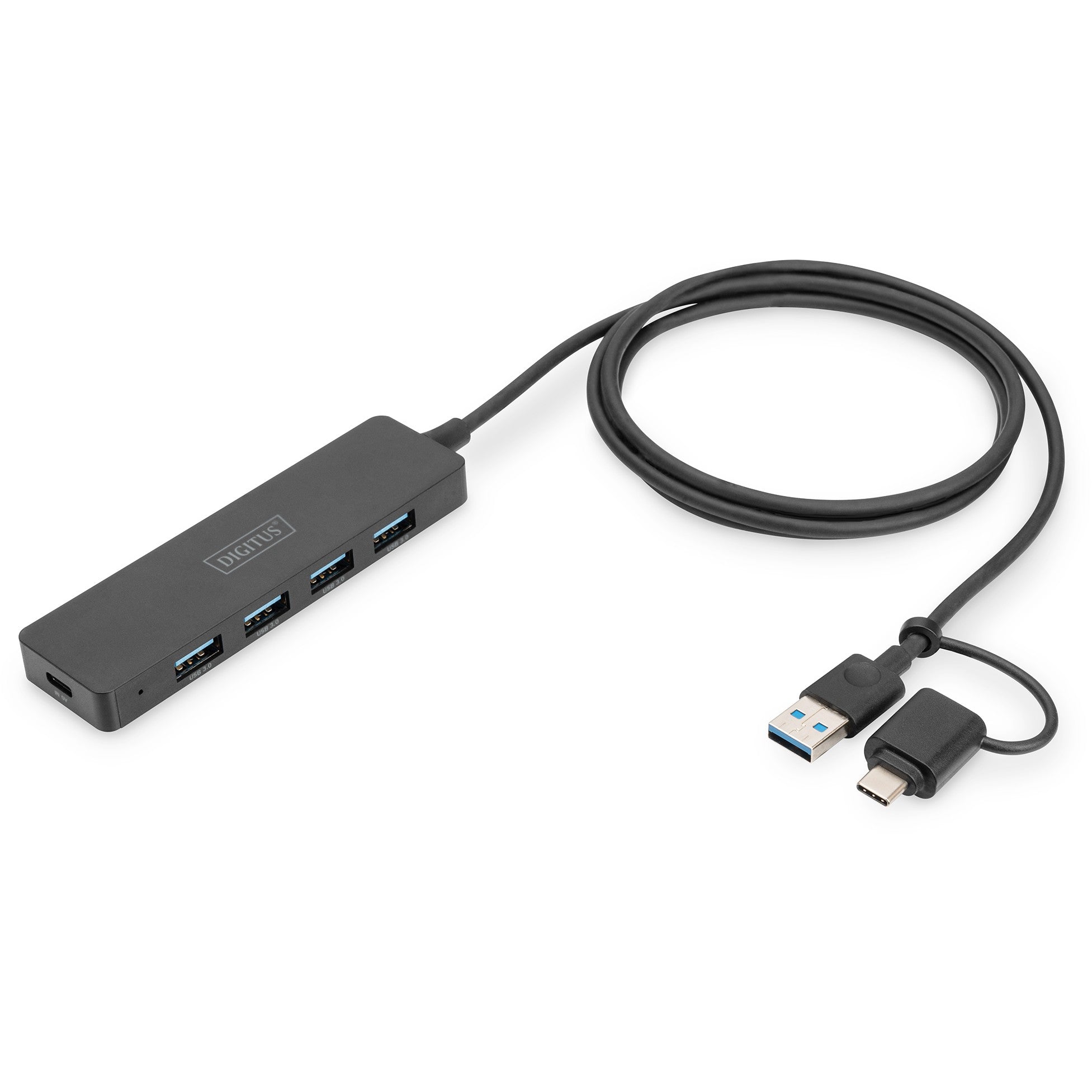 DIGITUS USB 3.0 Hub 4-Port Slim. USB-C Adapter 1.2m Kabel