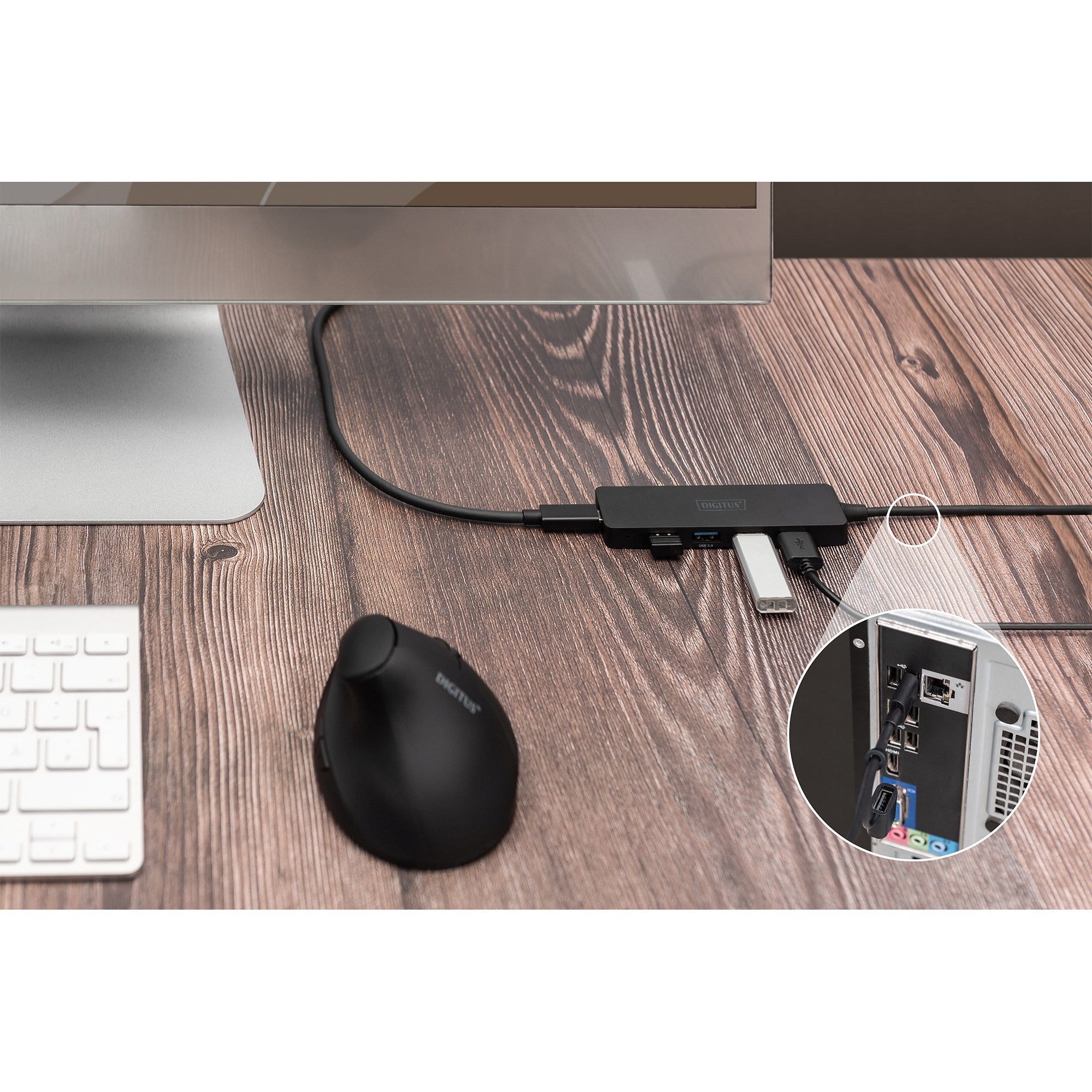 DIGITUS USB 3.0 Hub 4-Port Slim. USB-C Adapter 1.2m Kabel