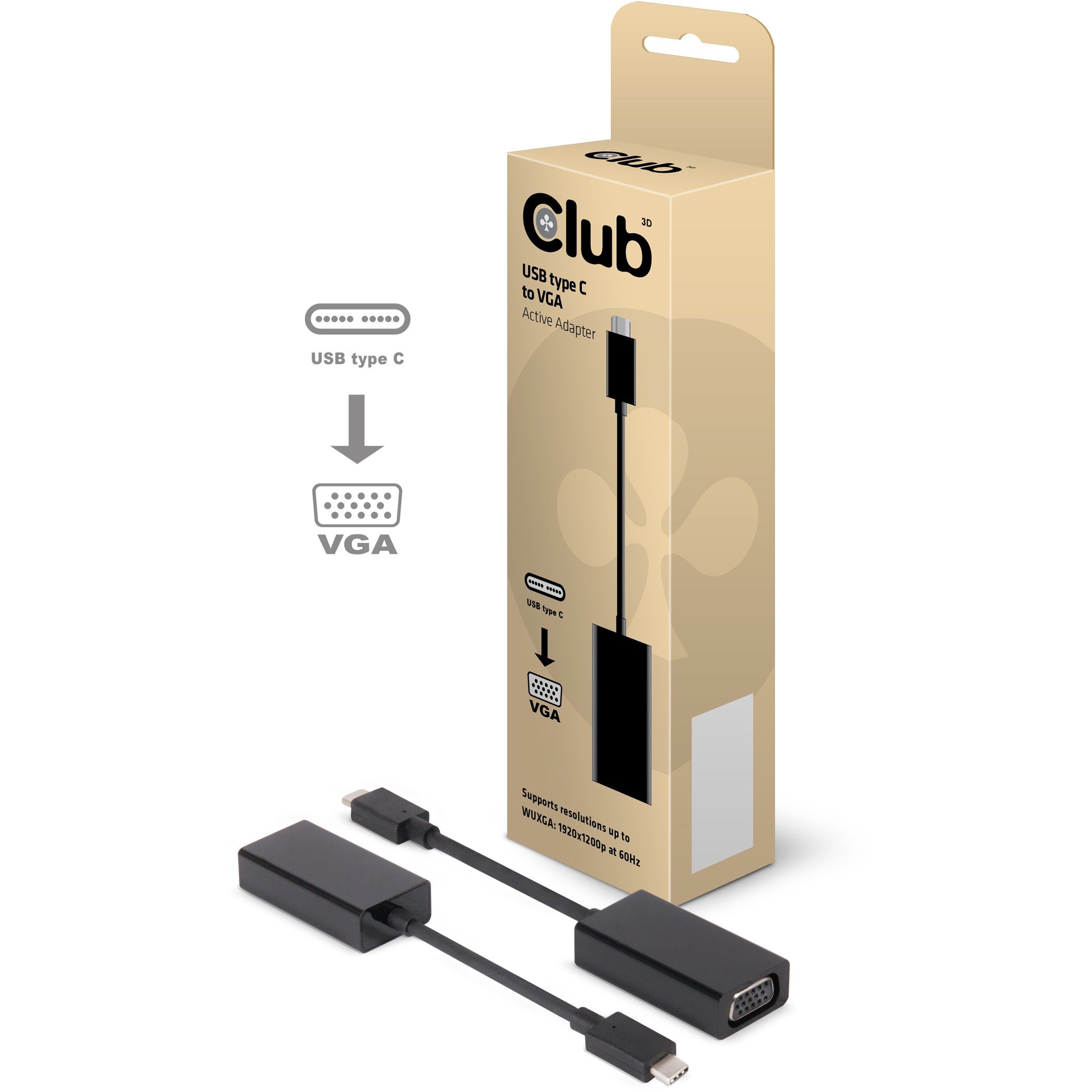Adapter USB-C 3.1 => VGA *Club3D* aktiv