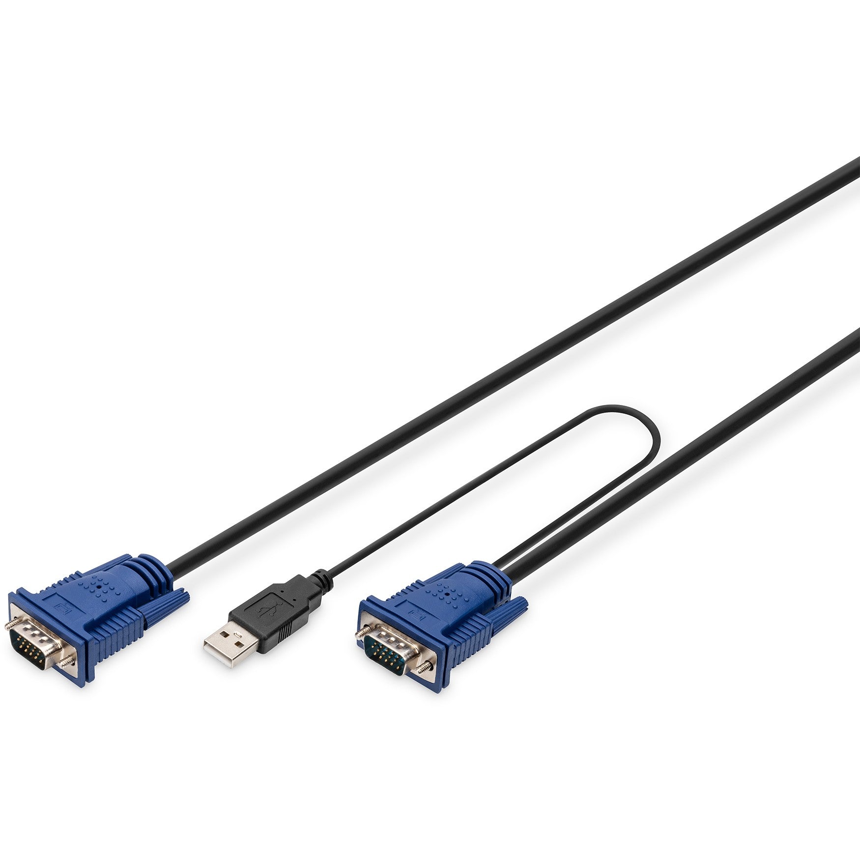 KVM Kabel-Satz.VGA.PS/2-Mouse.PS/2-Keyboard. USB HD DB15/M.2xMiniDIN6/M. USB typeA/M - HD DB15/M schwarz. 1.8 m DIGITUS