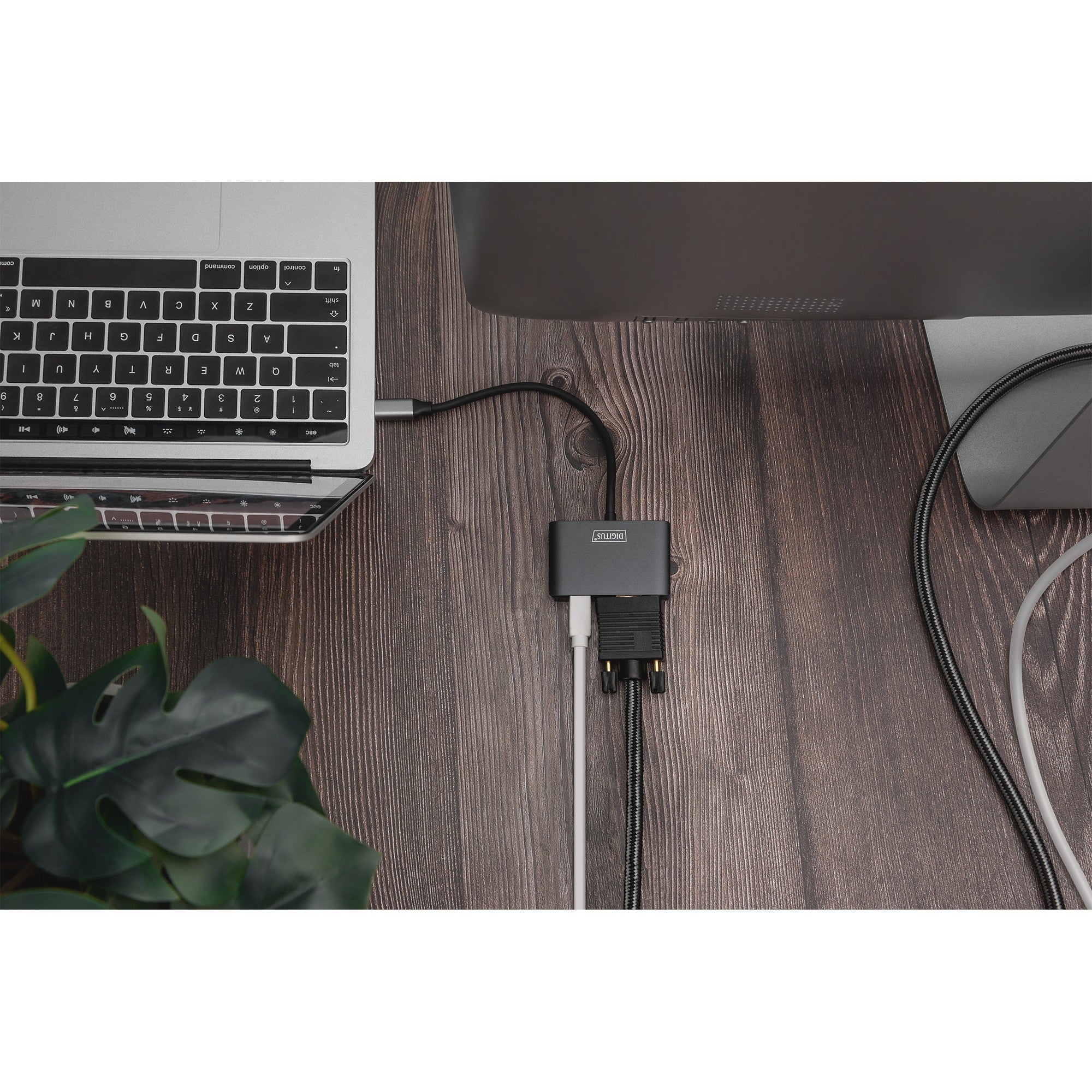 Adapter DIGITUS mini DP + VGA Adapter 20cm 4K/30Hz Silber Aluminium Gehäuse