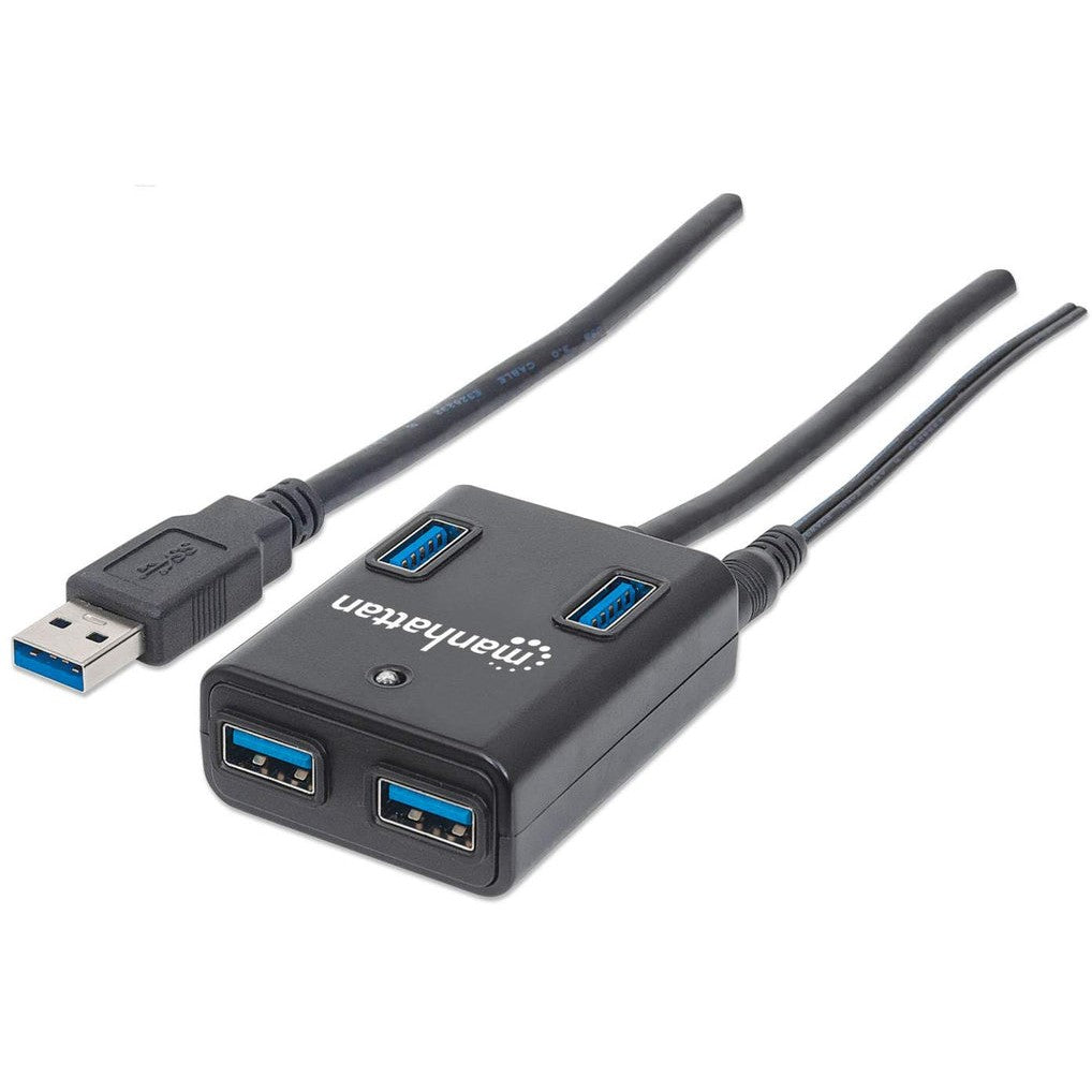 MANHATTAN USB-HUB 4-Port USB 3.0 schwarz mit Netzteil