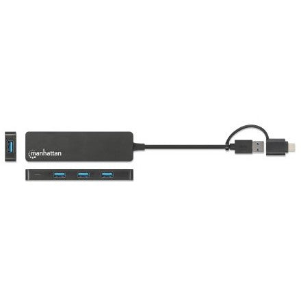 MANHATTAN 4-Port USB 3.0 Typ-C / Typ-A Kombi-Hub schwarz