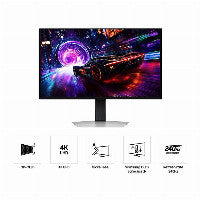 Samsung 81,3cm/32" (3840x2160) Samsung Odyssey OLED G8 G81SF 16:9 4K OLED 0,03ms 240Hz HDMI 2.1 DisplayPort 1.4 USB-B USB-A VESA HDR FreeSync G-Sync Silvr – Ansicht 4