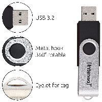 Intenso USB-Stick Office Line, 32 GB, USB-A, 3.2 Gen 1x1, schwarz-silber