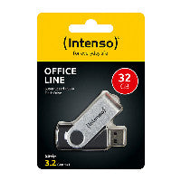 Intenso USB-Stick Office Line, 32 GB, USB-A, 3.2 Gen 1x1, schwarz-silber