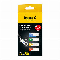 Intenso 5 x USB-Stick Office Line, 16 GB, USB-A, 3.2 Gen 1x1, bunt