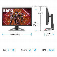BenQ Deutschland MOBIUZ EX2710U Gaming Monitor - Höhenverstellung, USB-Hub – Ansicht 3