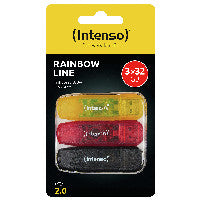 Intenso Rainbow 3x32GB Yellow/Red/Black USB-Stick USB Typ-A 2.0 Transparent