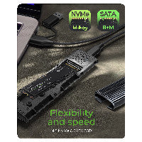 ICY BOX M.2 NVMe & SATA M.2 SSD Gehäuse, USB 3.2 (Gen 2) Type-C®/A, M-Key Sockel, Werkzeuglos, Schreibschutz – Ansicht 3
