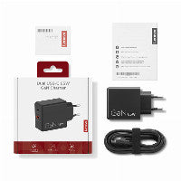 Lenovo N Lenovo Dual USB-C 65W GaN-Ladegerät/ Netzteil Schwarz inkl. USB-C Kabel (1,5m) – Ansicht 2