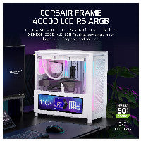 Midi CORSAIR Frame 4000D LCD RS ARGB Blanc Boîtier Gaming Moyen Tour ATX