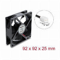 Axiallüfter 48 V DC, 92 x 92 x 25 mm mit 2 Pin Lüfteranschluss schwarz