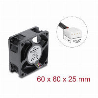 Axiallüfter 48 V DC, 60 x 60 x 25 mm mit 4 Pin PWM Lüfteranschluss schwarz