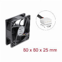Axiallüfter 48 V DC, 80 x 80 x 25 mm mit 4 Pin PWM Lüfteranschluss schwarz