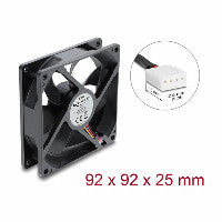 Axiallüfter 48 V DC, 92 x 92 x 25 mm mit 4 Pin PWM Lüfteranschluss schwarz