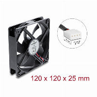 Axiallüfter 48 V DC, 120 x 120 x 25 mm mit 4 Pin PWM Lüfteranschluss schwarz