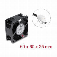 Axiallüfter 48 V DC, 60 x 60 x 25 mm mit 2 Pin Lüfteranschluss schwarz