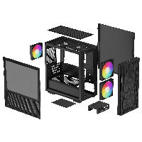 Deepcool CH360 Micro ATX Mid Tower Black Tempered Glass Side Panel