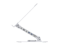 Conceptronic DONN27G Laptop-Ständer mit 7-in-1-Dockingstation, 360° drehbare Basis, faltbar, höhenverstellbar