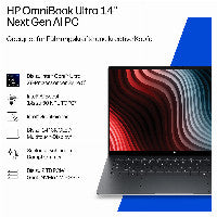 HP DF7A4EA laptop Copilot+ PC Intel Core Ultra 7 356H 35,6 cm (14") Touchscreen 3K 32 GB LPDDR5x-SDRAM 1 TB SSD Wi-Fi 7 (802.11be) Windows 11 Pro Schwarz, Grau