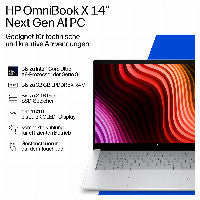 HP OmniBook X Laptop Next Gen AI 14-ka0172ng Copilot+ PC Intel Core Ultra 7 356H 35,6 cm (14") 2K 16 GB LPDDR5x-SDRAM 1 TB SSD Wi-Fi 7 (802.11be) Windows 11 Home Silber