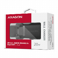 AXAGON ACU-PQ20 wall charger QC3.0/AFC/FCP + PD type-C, 20 W - schwarz