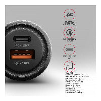 AXAGON PWC-PQ48 Auto Ladegerät, USB-C mit Powe Delivery 3, USB-A mit Quick Charge 4+ - schwarz