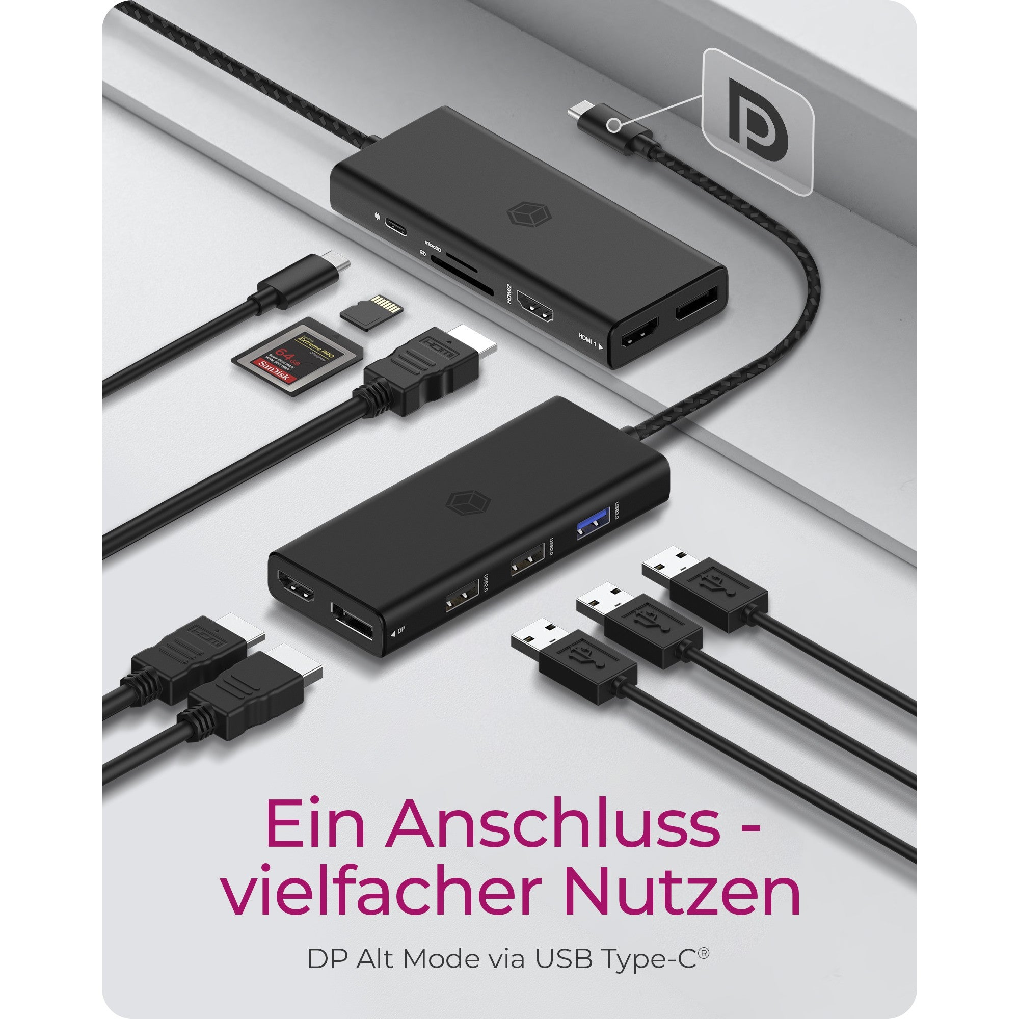 ICY BOX IB-DK4011-CPD USB-C 9-in-1 PD 100W DockingStation