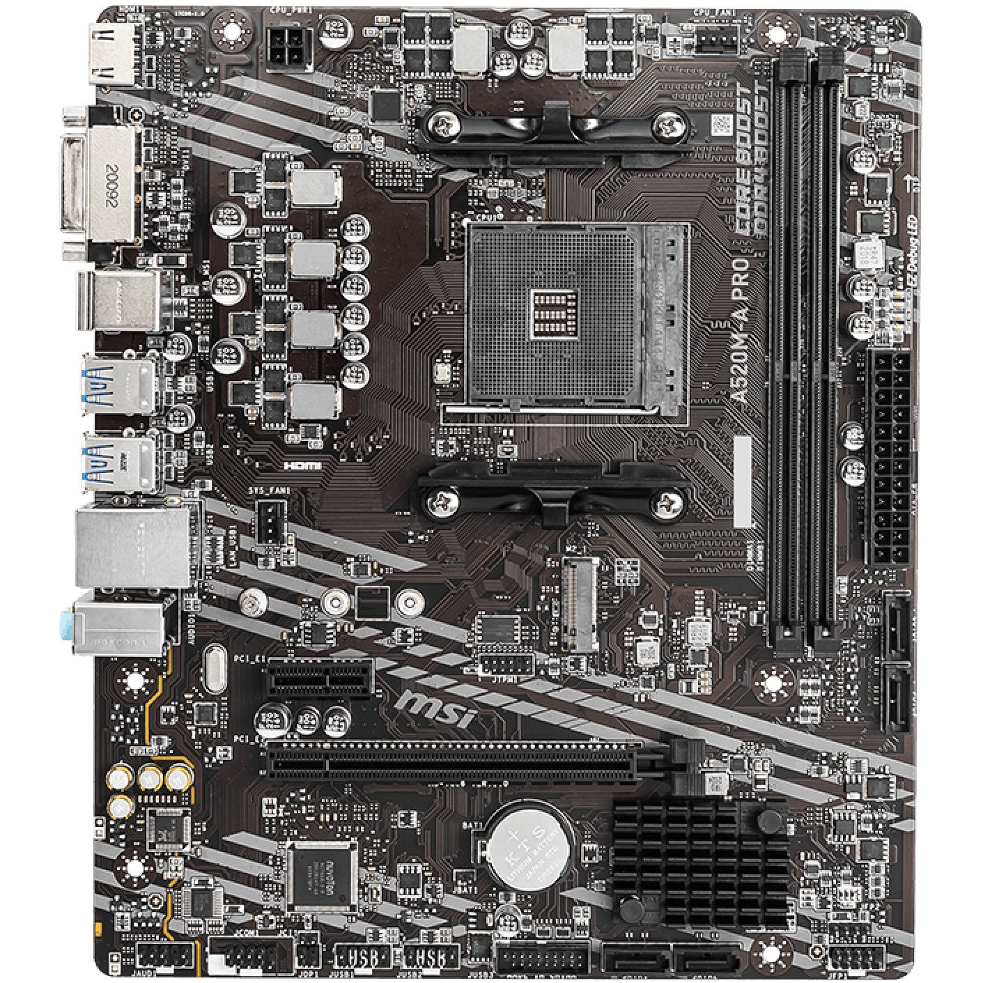 AM4 MSI A520M-A PRO mATX (M.2 Port. PCIe 3.0 x 4. NVMe PCI:1 PCIe:1 RAM:4)