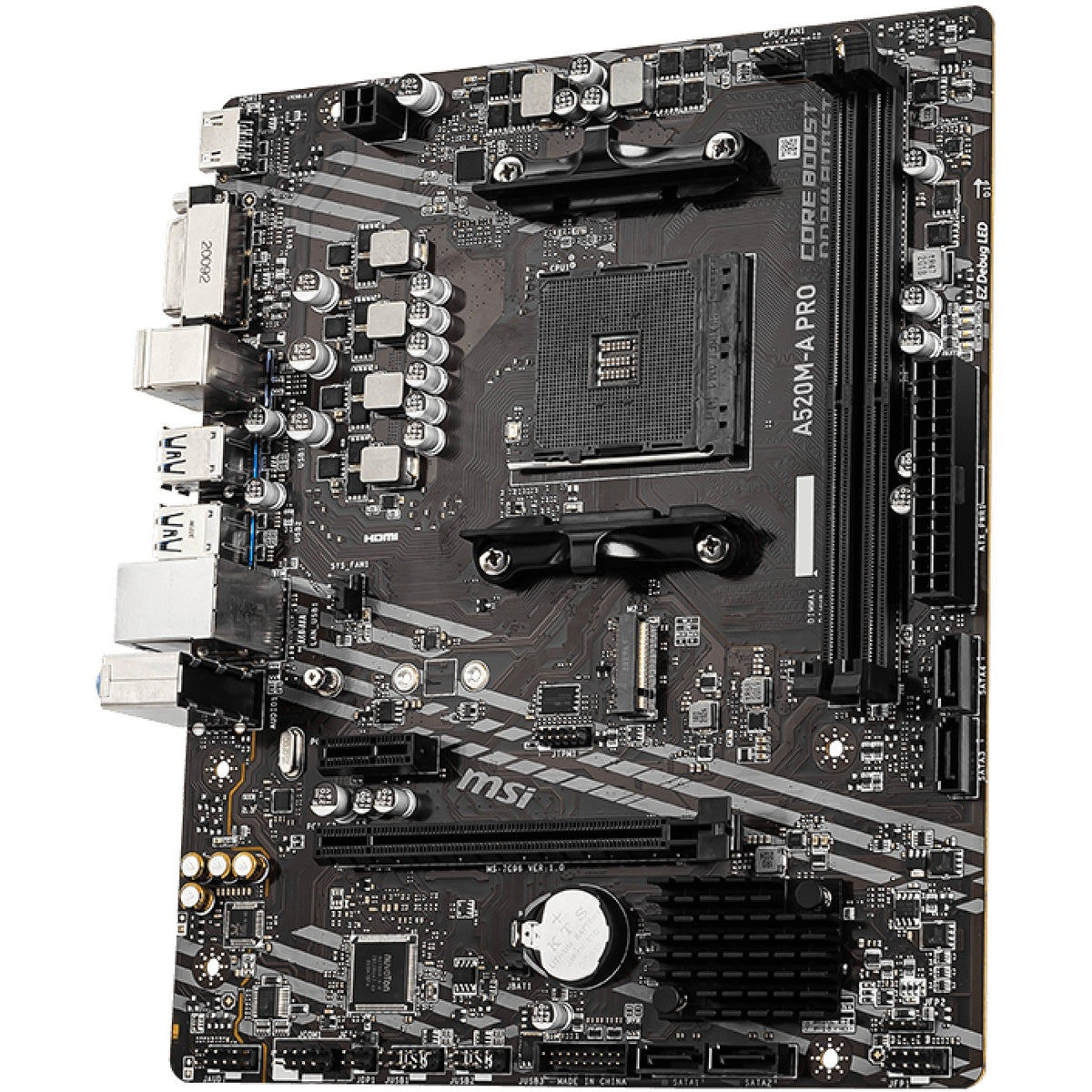 AM4 MSI A520M-A PRO mATX (M.2 Port. PCIe 3.0 x 4. NVMe PCI:1 PCIe:1 RAM:4)