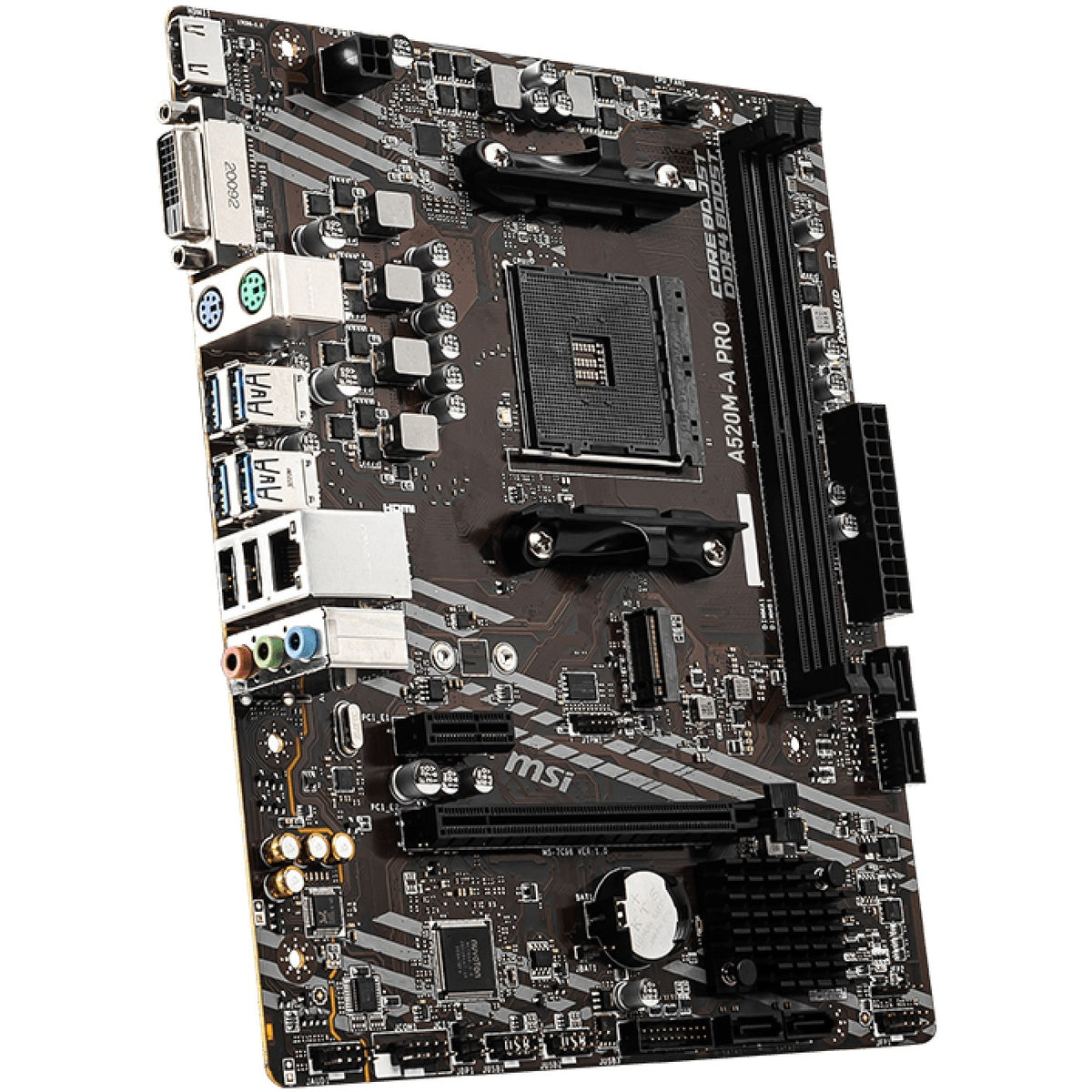 AM4 MSI A520M-A PRO mATX (M.2 Port. PCIe 3.0 x 4. NVMe PCI:1 PCIe:1 RAM:4)