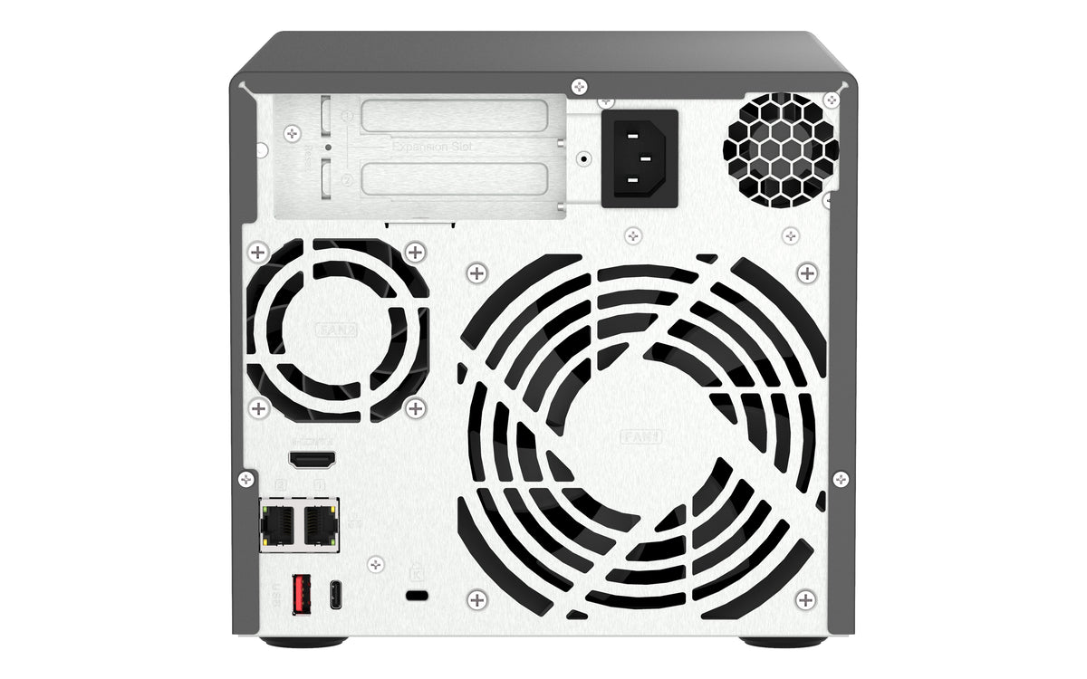 QNAP TVS-H474 NAS Tower Intel® Pentium® G7400 8 GB DDR4 0 TB QuTS hero Schwarz
