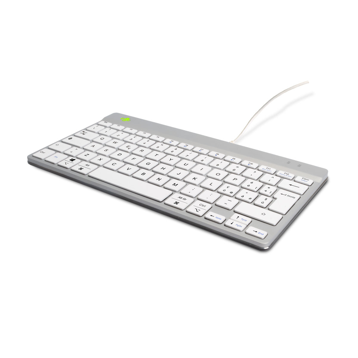 R-Go Tools Ergonomische Tastatur R-Go Compact Break, kompakte Tastatur mit Pausensoftware, QWERTY (IT), Kabelgebunden, Weiß