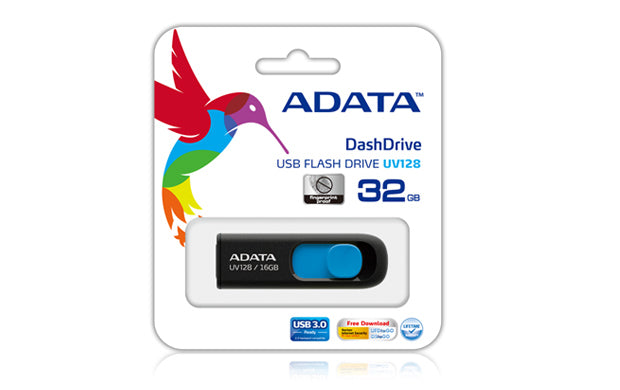 ADATA DashDrive UV128 128GB USB-Stick USB Typ-A 3.2 Gen 1 (3.1 Gen 1) Schwarz, Blau