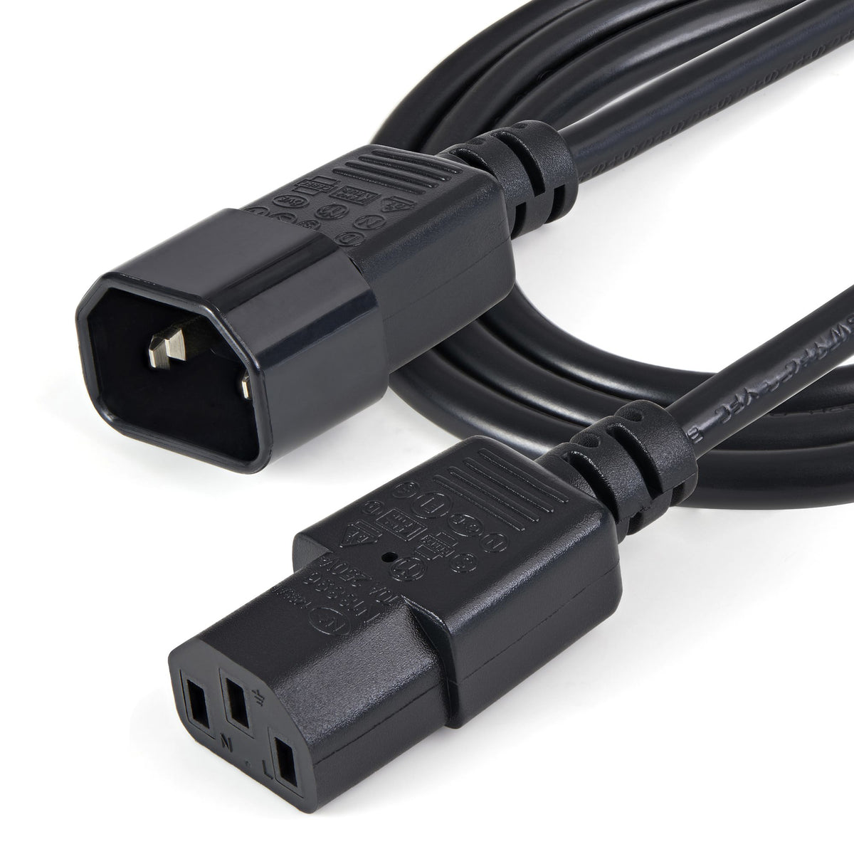 StarTech.com 1 m Stromkabel Verlängerung, C14 auf C13, 10A 125V, 18AWG, Stromkabel Verlängerung für Computer, IEC-320-C14 auf IEC-320-C13 AC Netzteil Stromkabel Verlängerung, UL gelistet