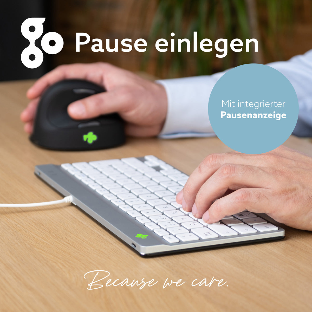 R-Go Tools Ergonomische Tastatur R-Go Compact Break, kompakte Tastatur mit Pausensoftware, QWERTY (IT), Kabelgebunden, Weiß