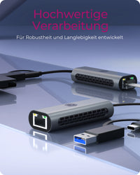 ICY BOX IB-LAN301-C3, USB 3.2 Gen 1 Type-C®/Type-A zu 2.5 Gigabit Ethernet LAN Adapter, Anthrazit
