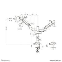 Neomounts DS70-750BL2 Monitorarm 17-27" - Gasfeder