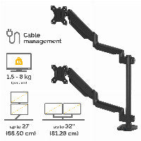 Fellowes Fellowes Platinum Monitorarm zweifach vertikal inkl. 2x USB-A Port Schwarz – Ansicht 3