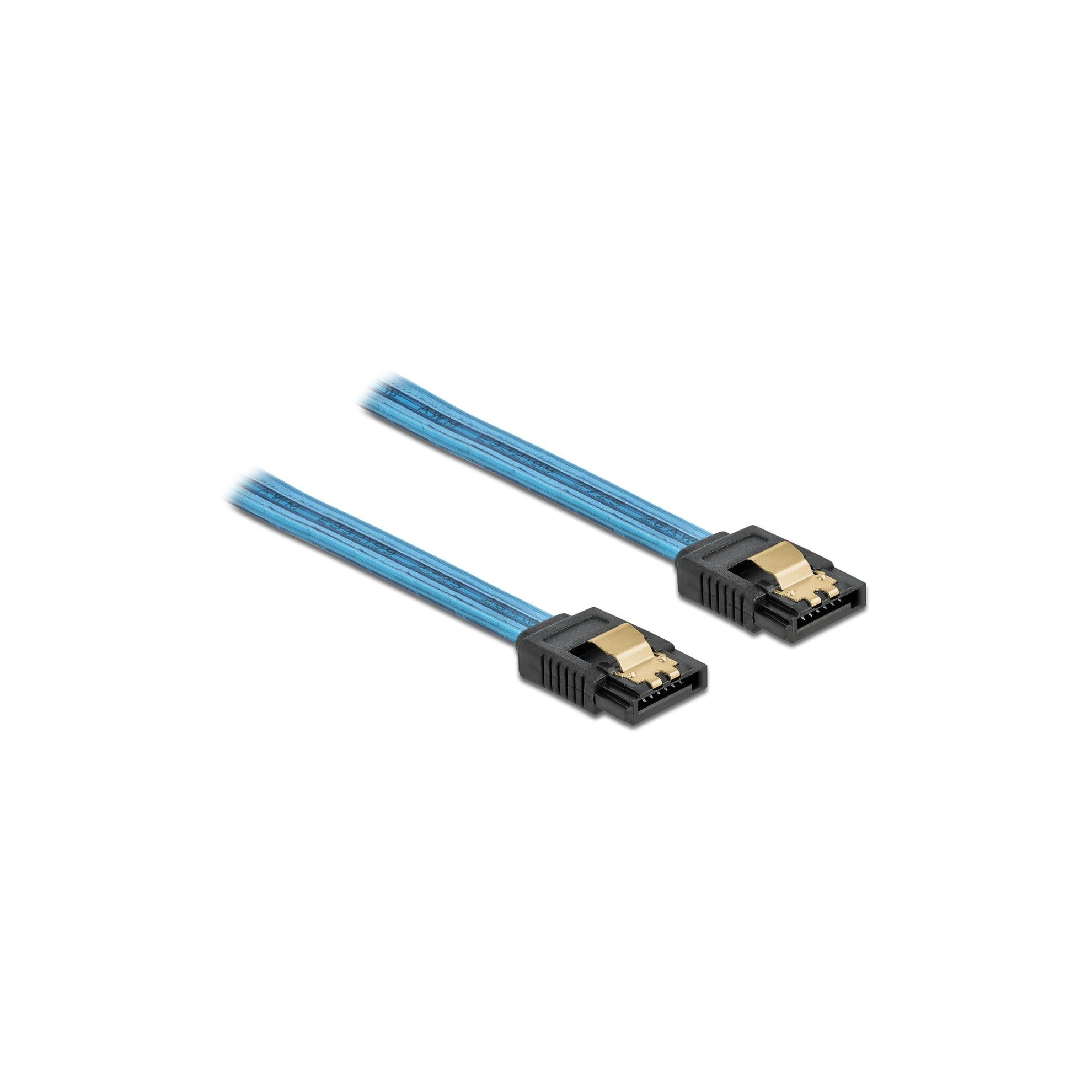 Delock SATA Kabel: 20cm Leuchteffekt blau