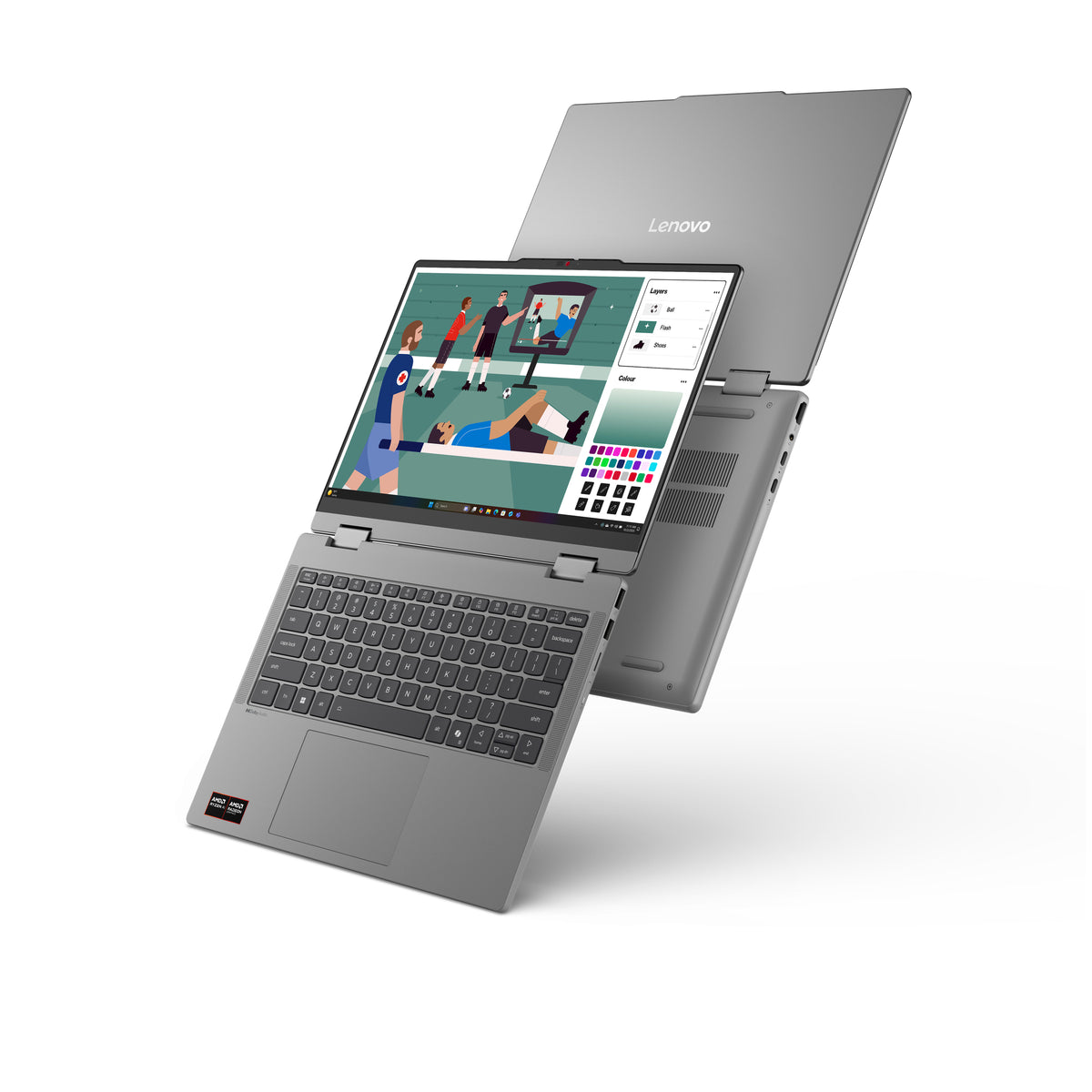 Lenovo IdeaPad 5 2-in-1 14AGP11 Copilot+ PC AMD Ryzen AI 7 445 Hybrid (2-in-1) 35.6 cm (14") Touchscreen WUXGA 16 GB DDR5-SDRAM 512 GB SSD Wi-Fi 7 (802.11be) Windows 11 Home German Grey