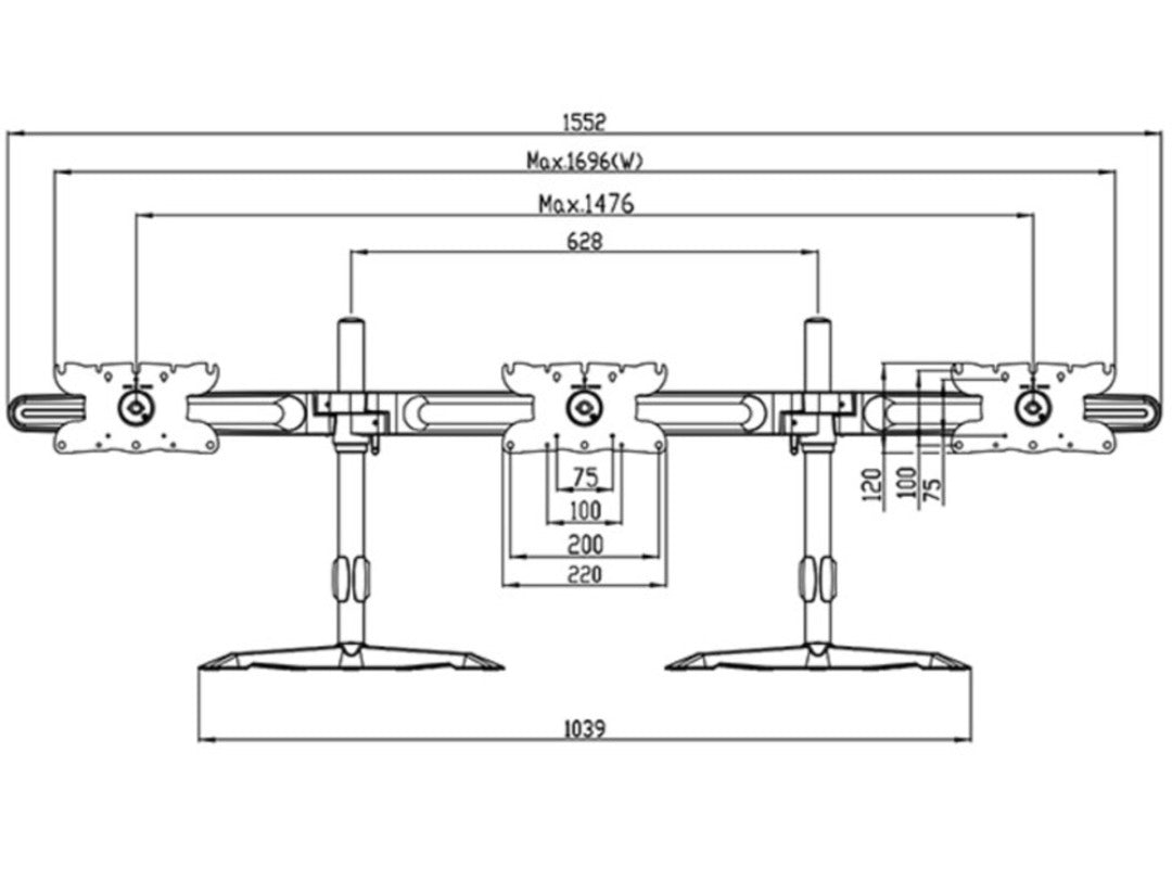 Multibrackets 1312 Flachbildschirm-Tischhalterung 81,3 cm (32") Tisch/Bank Schwarz