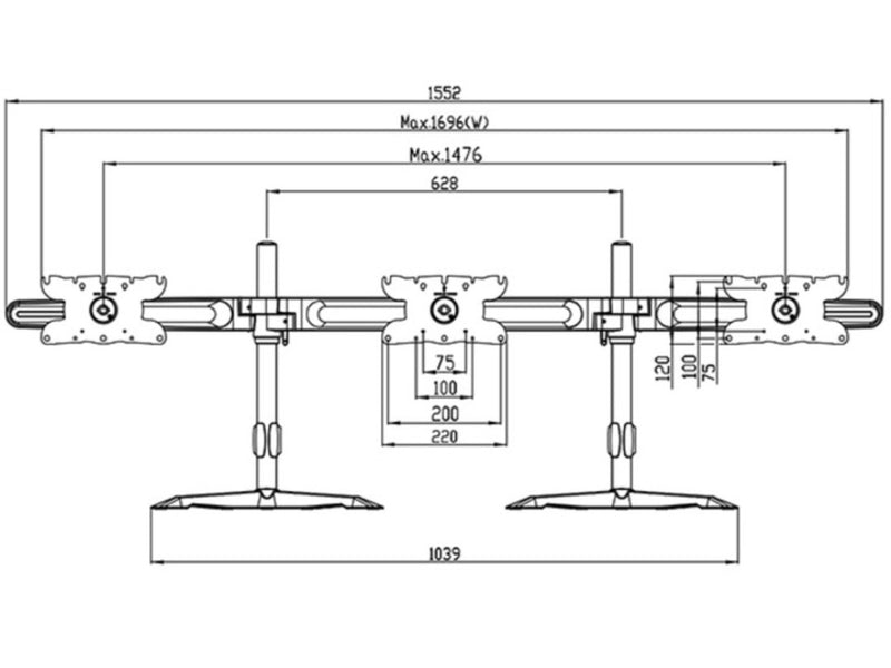 Multibrackets 1312 Flachbildschirm-Tischhalterung 81,3 cm (32") Tisch/Bank Schwarz