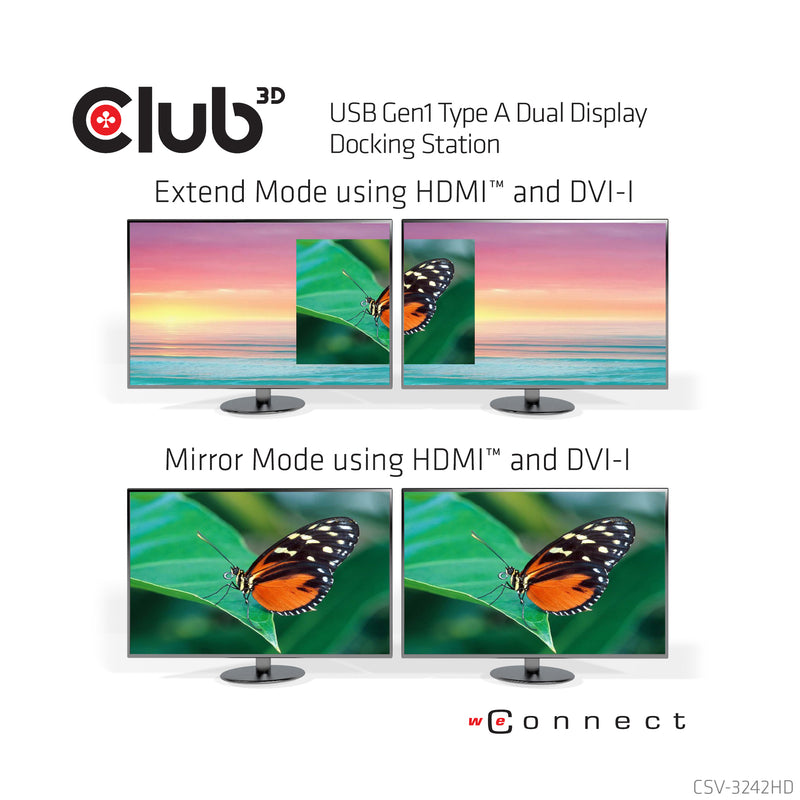 CLUB3D USB Gen1 Type A Dual Display Docking Station